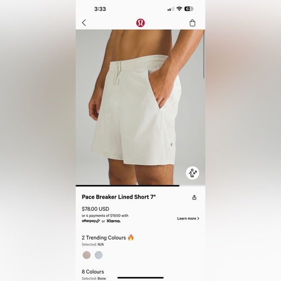 lululemon athletica Other - Lululemon 7” Lined Pace Breaker Short. Size XL.